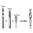 7 Pcs 1/4 Inch Hss Spiral Hex Shank Combination Drill Screw Tap Bit Set(M3- I2S1