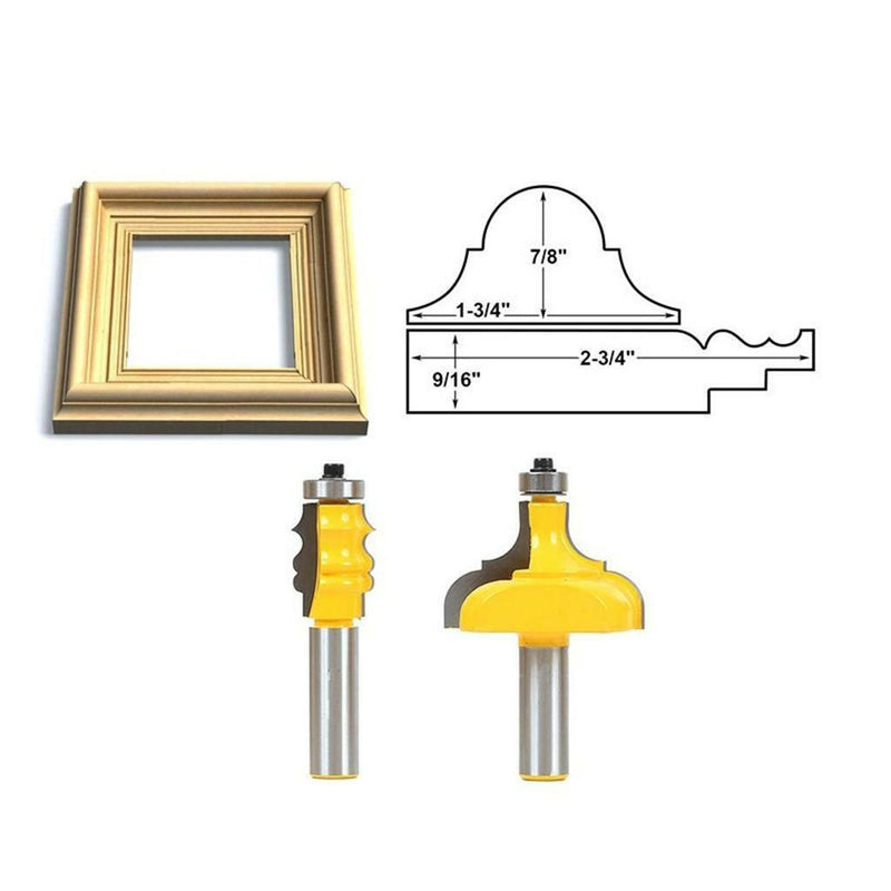 2Pcs/Set Picture Mirror Frame Molding Router Bit 1/2-Inch Shank