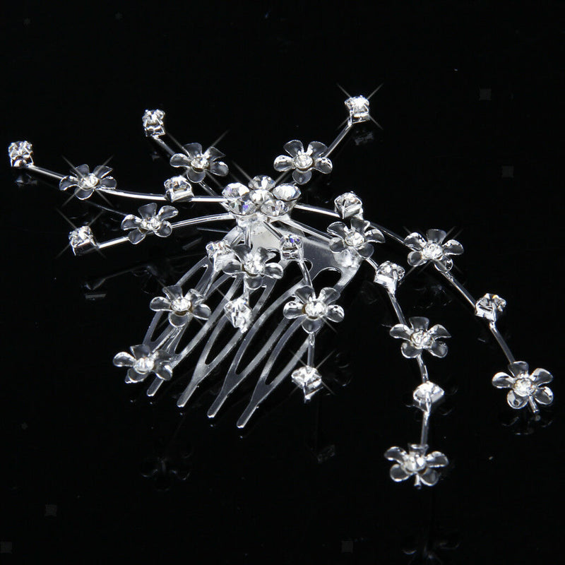 Bridesmaid Crystal Flower Hair Slide Comb Wedding Tiara Headpiece Jewelry