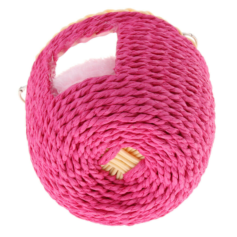 Hanging Wicker Basket Chew Treat Hammock with Cozy Mat for Rabbit Hamster Guinea