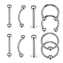 10 Pieces Nose Lip Tongue Eyebrow Tragus Navel Belly Ring Piercings 16g 6mm