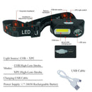 6 Modes LED Headlamp Rechargeable Headlight Flashlight COB USB Head Light Torch