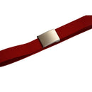 Unisex Plain Webbing Canvas Metal Buckle Belt Red