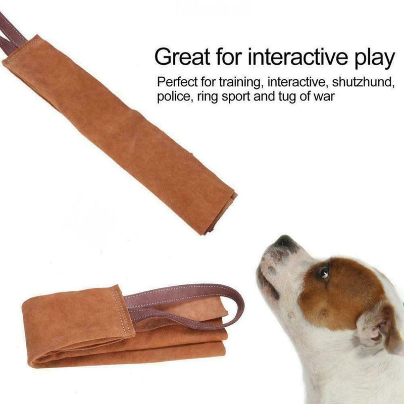 Leather Puppy Dog Bite Rag Tug Toys with For Puppy NEW Training Bite L2K4