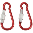 2Pcs Aluminum Climbing Screw Locking Snap Carabiner Hook Keychain Red P1K9
