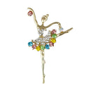 Dancing Ballet Ballerina Brooch Pin Clear AB Crystal Silvertone Fashion