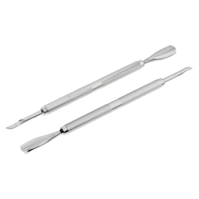 2Pc Cuticle Nail Pusher Spoon Remover Stainless Steel Manicure Pedicure Tool