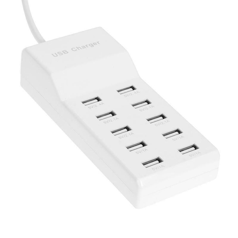 10Port Fast USB Charging Power with Adapter Wall Travel Desktop Charger Hub A