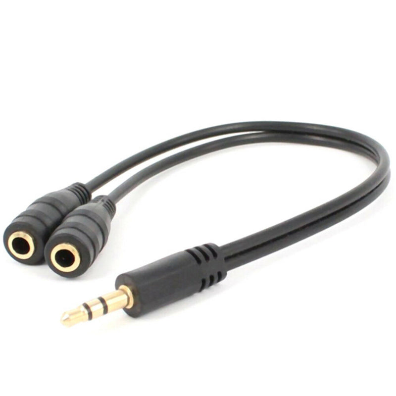 2x 3.5Mm Audio Splitter Y Cable Headphone Adapter 1 Male Jack To 2 Dual Femal JR