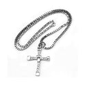 Fashion Man Cool Strong Crystal Cross Pendants Chain Necklace Alloy Silv EWC