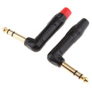2Pieces 90 Degree 6.35mm 1/4inch Wire Connector Male Jack Plug Adapter Solder
