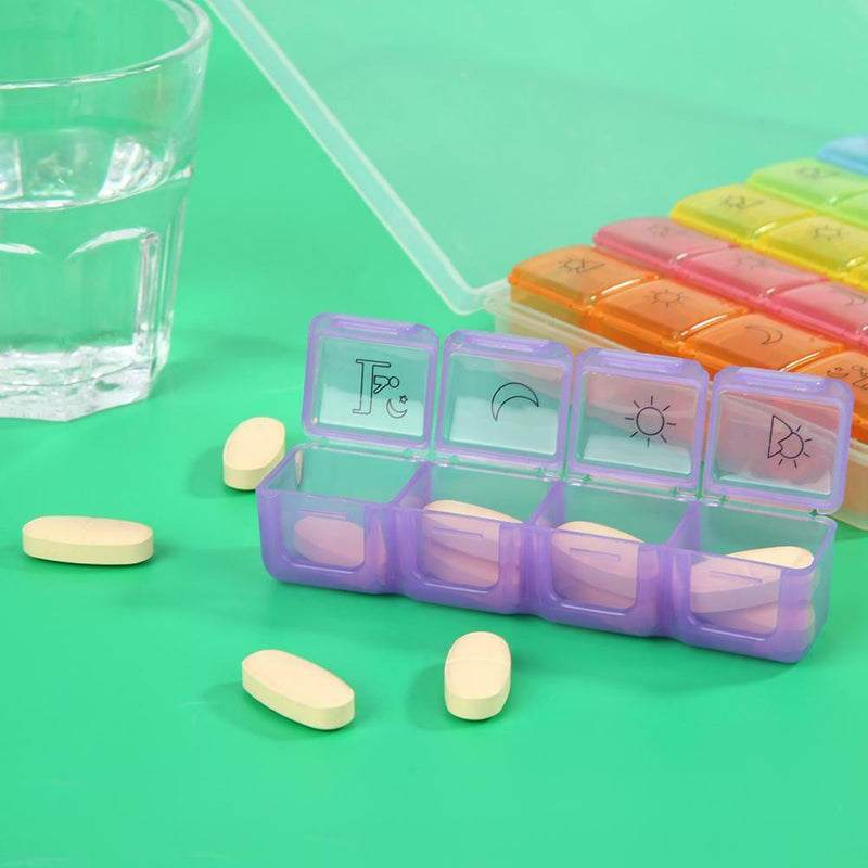 28 Grid 7 Days Pill Box Case Weekly Medicine Organizer Travel Tablet Storage Box