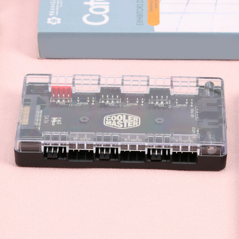1 to 6 PWM ARGB Fan HUB Splitter 4 Pin PWM 3 Pin Addressable RGB Adapter for PC