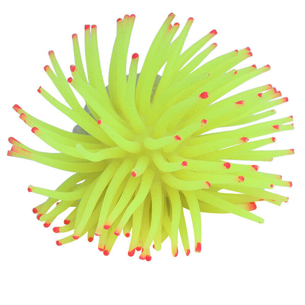 Artificial coral Green Fluorescent 9 cm Plastic Aquarium Decoration L2F3