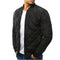 Men Long Sleeve Diamond Stand Collar Winter Padded Jacket (Black L) A