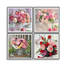 4 Pack Flowers DIY 5D Diamond Painting Full Drill Cross Stitch Craft Home Decor