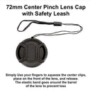72mm center pinch snap on Front Lens Cap Cover For Canon string SH Nik L5Q6