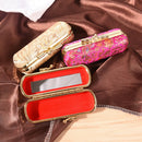 Fashion Iron Clip Lipstick Case Holder With Mirror Inside & Snap-On Closure  lj