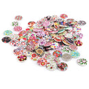 100pcs Mixed Flower Wooden Sewing Buttons for Scrapbooking 2 Holes 25mm