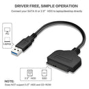 SATA to USB 3.0 Hard Disk Adapter Cable w/ Power Adapter f. 2.5/3.5 inch HDD SSD