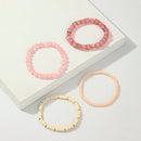 4Pcs Multicolor Crystal Strand Beads Bracelets For Women Beads Peach-Bracel