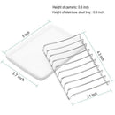 Ceramic Soap Dish, Double Layer Stainless Steel Shower Soap Holder Tray wit V5C2