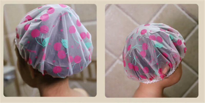 2 Pc Kids Children Shower Cap Waterproof Elastic Bath Hat Cleaning Hat Cute  Bj