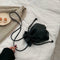 Shoulder Bucket Handbag Women PU Leather Drawstring Crossbody Bag (Black)