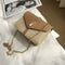 Straw Leather Women Messenger Bag Small Flap Shoulder Handbag (Light Brown)