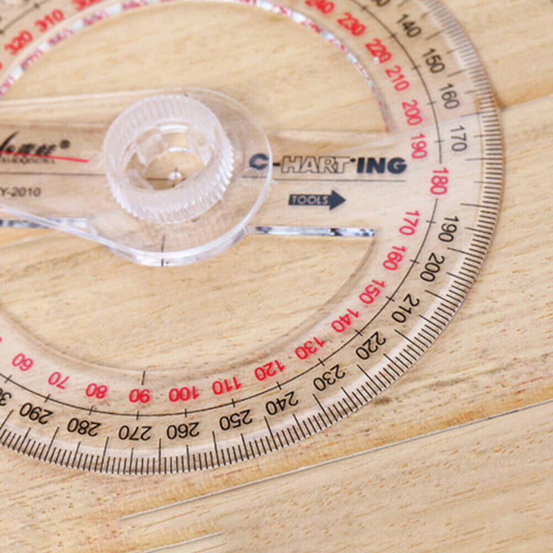 All Circular 10cm 360 Degree Pointer Protractor Ruler Angle Finder Random