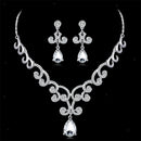 Stylish Diamante Crystal Teardrop Pendant Necklace And Earrings Jewelry Sets