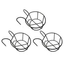 3x Railing Planter Hanging Plant Iron Racks for Balcony Porch Fence Wall-Mounted