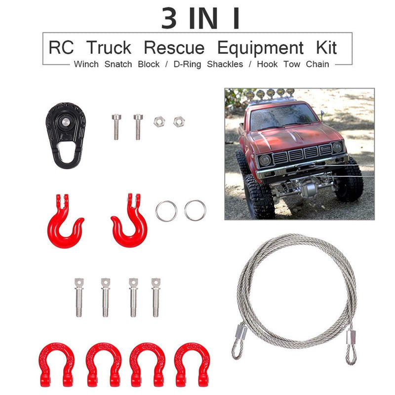 RC Truck 3 in 1 Winch Scam Block Hook Towing Chain for TRX4