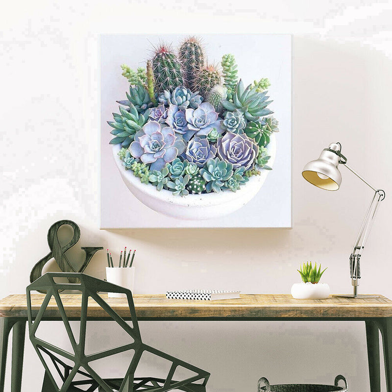 5D DIY Full Round Drill Diamond Painting Succulent Plants Cross Stitch Kit