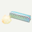 Fish Tail Sequin Pencil Case PU Pompom Pencil Bag School Stationery (Blue) A
