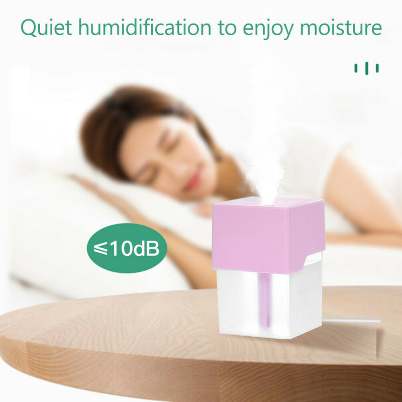 220ml Air Humidifier Essential Oil Diffuser USB Cool Mist Maker (Pink) A
