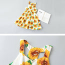 Summer Flower Girl Dress Sunflower Print Sleeveless Backless Floral Dress C H3H9