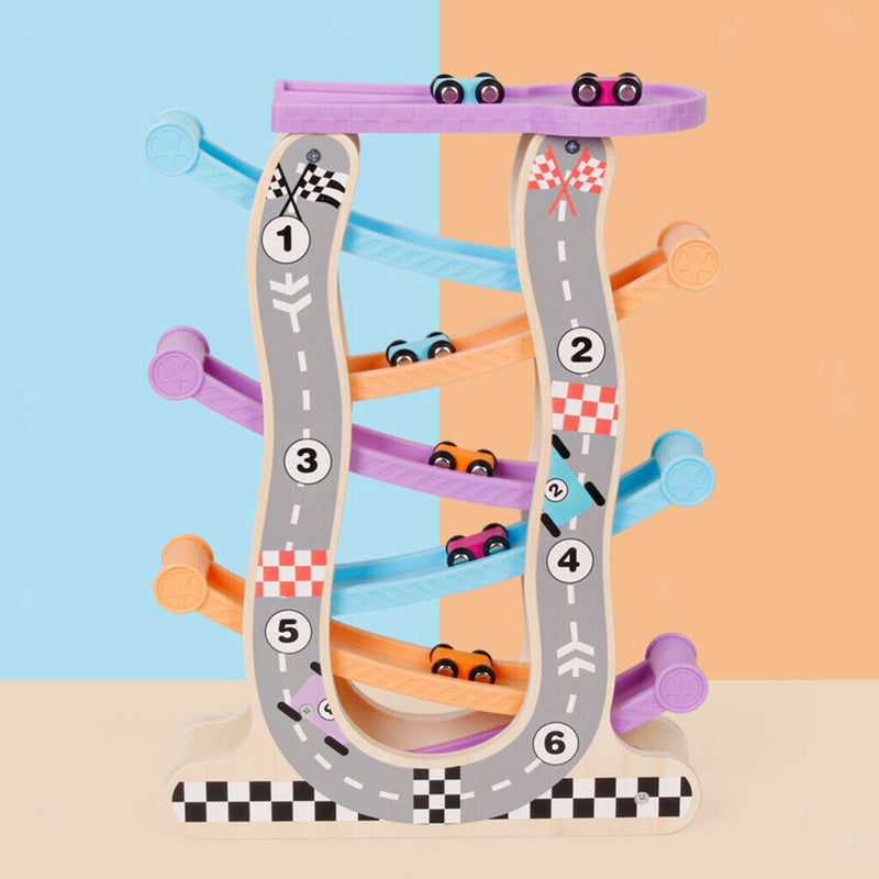 Toddler Car Ramp Toys - Car Race Tracks for Toddlers with 6 Mini Cars