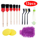 13pcs Car Detailing Brushes Kit Boar Hair Vehicle Interior Wheel Cleaning Tool