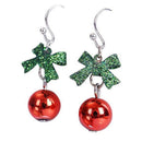 Christmas Drop Earrings Bowknot Round Ball Dangle for Women Jewelry Gift