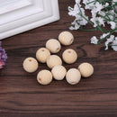 10Pcs Baby Grinding Beads Teether Chewing Natural Wood DIY Crafts Round Thread