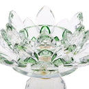 Crystal Buddhist Lotus Tea Light Candle Holder Light Oil Lamp Base Green