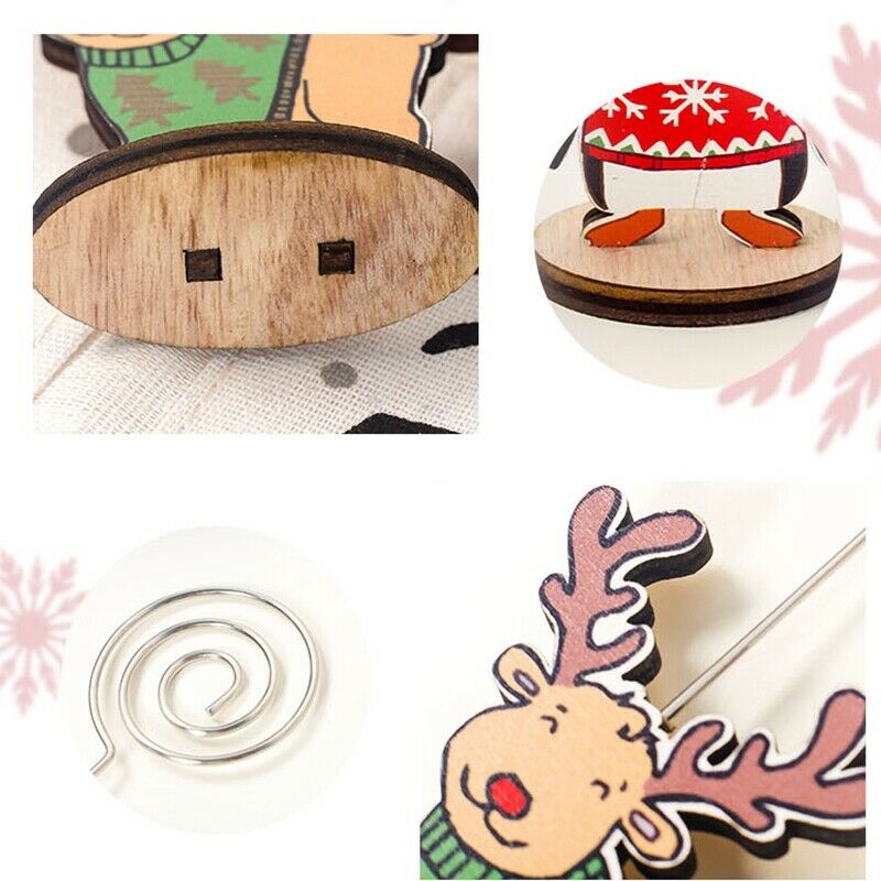 1 Set 4 Pcs Christmas Decorations Ornaments Christmas Print Wooden Notes Fo K3X6