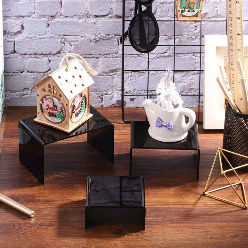 1 Set Black Acrylic Display Risers, Jewelry Display Riser Shelf Showcase