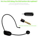 Wireless Microphone Headset, UHF Wireless Mic Headset and Detachable Handheld,
