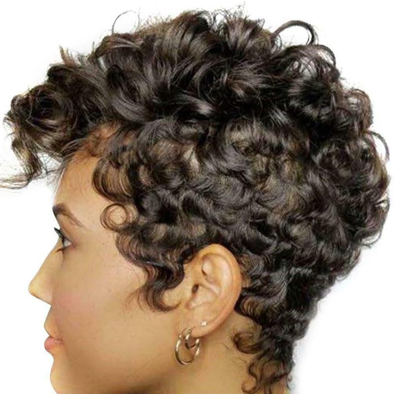 Black Short Curly Wigs Natural Synthetic Hair Wigs for Man Women