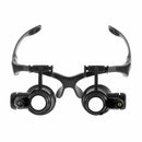 10X 15X 20X 25X LED Glasses Jeweler Magnifier Watch Repair Magnifying Loupe LJ