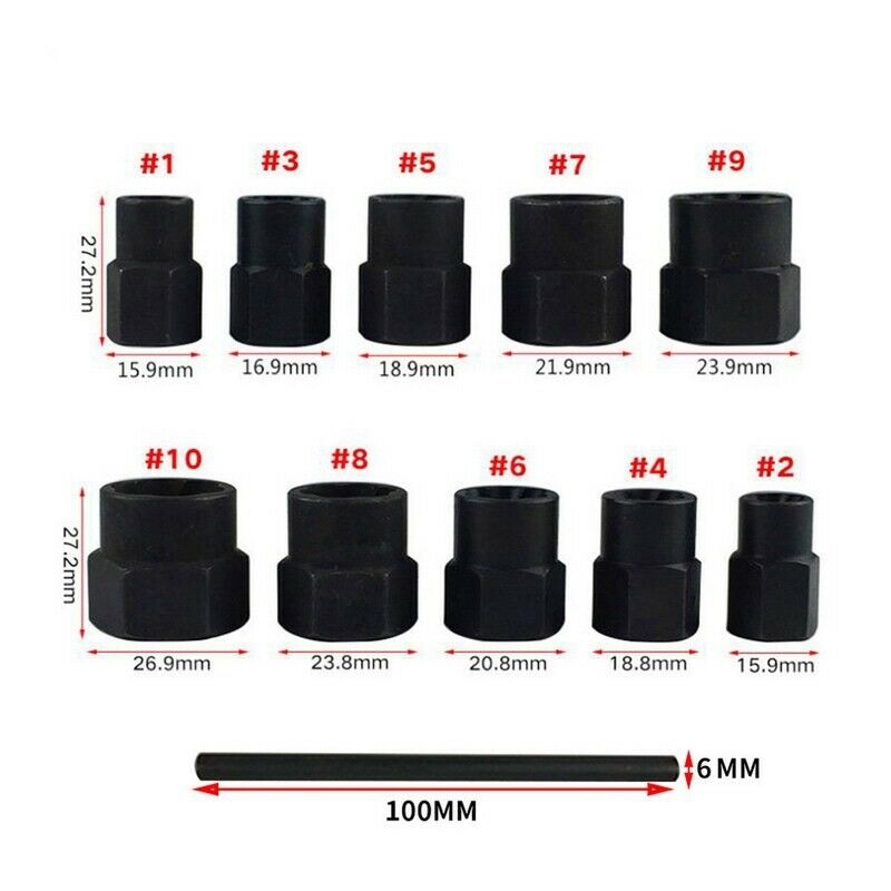 11Pcs Nut Bolt Removers Set 9-19Mm Locking Wheel Bolt Nut Stud Extractor Tw C4X6