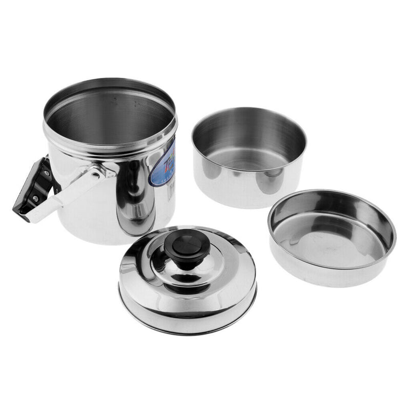 Loop Handle Cooking Pot Cans Dual Layer Mess Tin Pan Stove Lunch Box 12 cm