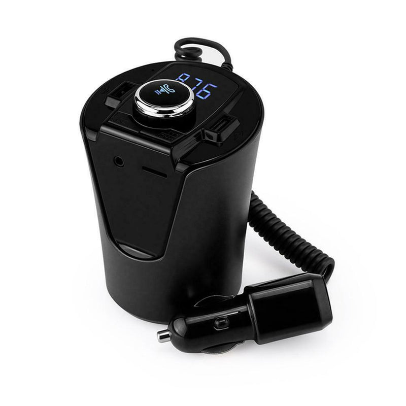 Cup Car Charger 2 USB 3.5mm Bluetooth Handsfree Call MP3 FM Transmitter Receiver
